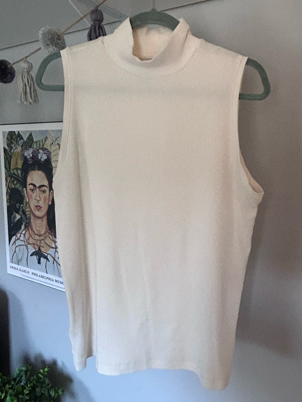 LOFT Sleeveless Mock Neck Tank in Cream